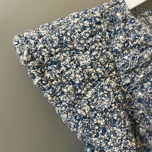 SEA NEW YORK blue floral long dress statement shoulder size small - Picture 9 of 15